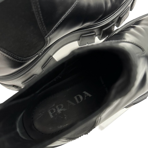 Prada Monolith Platform Lug Sole Black Leather Chelsea Boot  EU 37.5 / US 7.5 - Picture 10 of 11